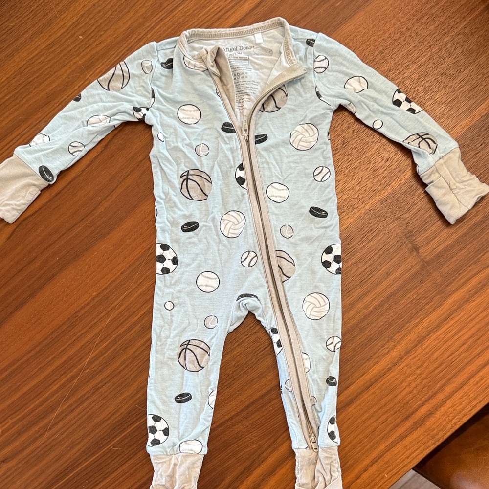 Angel Dear Blue Sports Print Footie Sleeper
